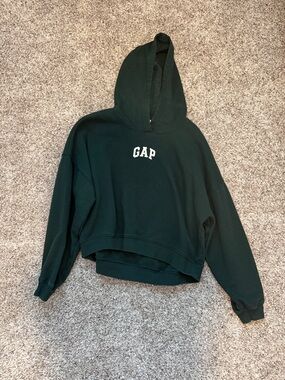 GAP Forest Green Cropped Pullover Hoodie